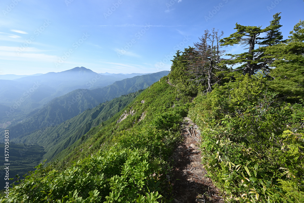 Fototapeta premium Climbing Mount Hiragatake, Niigata, Japan