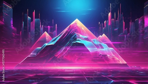 Holographic Lights Pulse Through Retro Grid