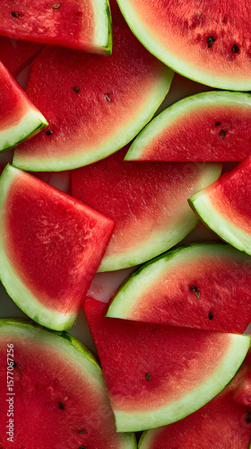 Refreshing Watermelon Slices in Artistic Pattern Capturing Summer's Essence