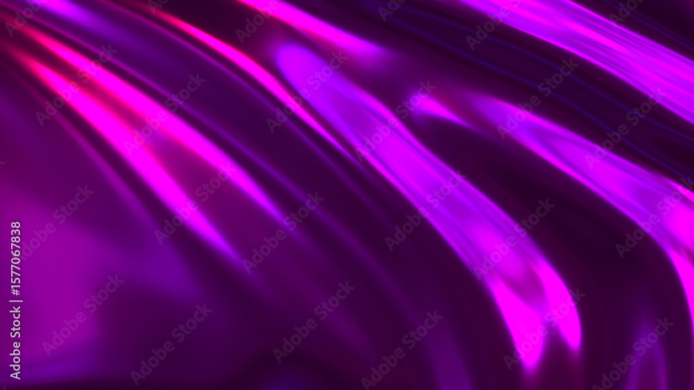 Fototapeta premium Liquid purple chrome waves background, shiny and lustrous metal pattern texture, silky 3D illustration.
