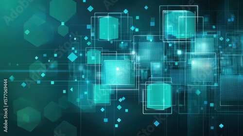 Abstract Digital Technology Background With Geometric Shapes