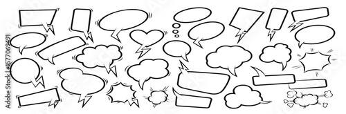 Set of empty comic speech bubbles. Design element for poster, t shirt, emblem, sign, label, banner, flyer. Vector illustration