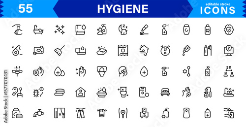 Hygiene Icon Set – Clean, Modern, and Professional Vectors Focused on Personal Care, Health, Sanitation, and Wellness