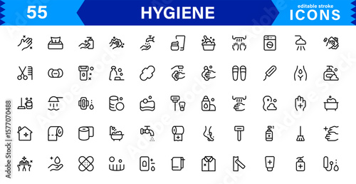 Hygiene Icon Set – Clean, Modern, and Professional Vectors Focused on Personal Care, Health, Sanitation, and Wellness