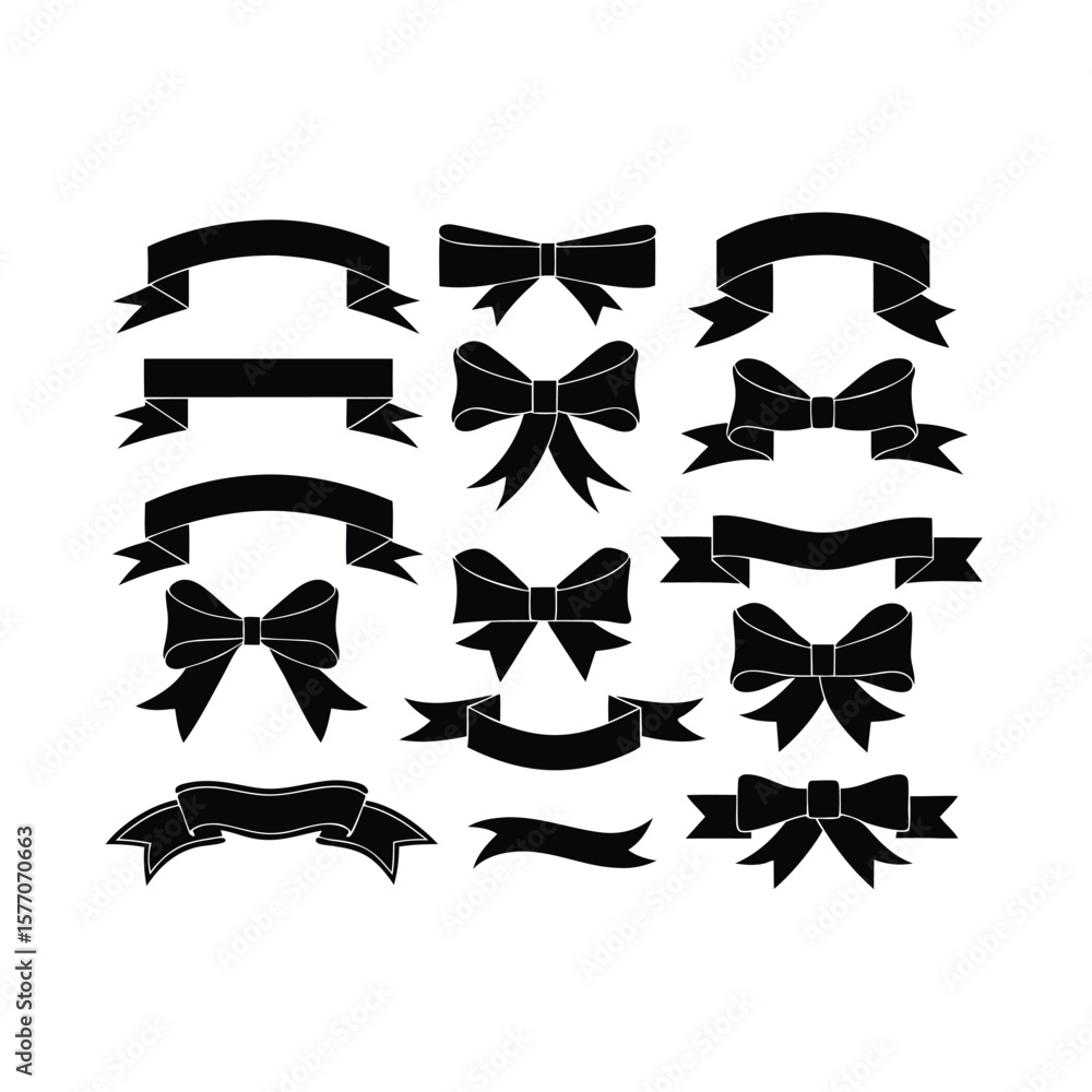 Fototapeta premium Ribbon icon vector and illustration set