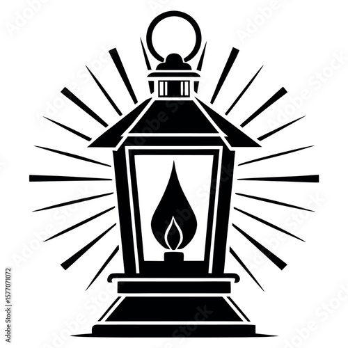 


       A candle lantern with light rays vector illustration.
