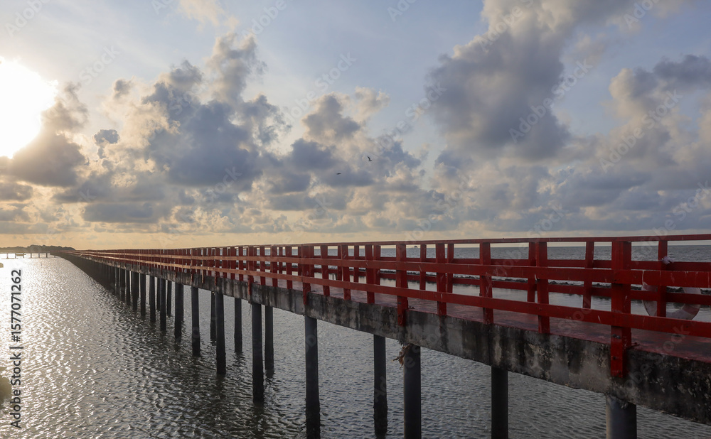 Obraz premium The Red Bridge Dolphin Viewpoint is stunning in the morning light.