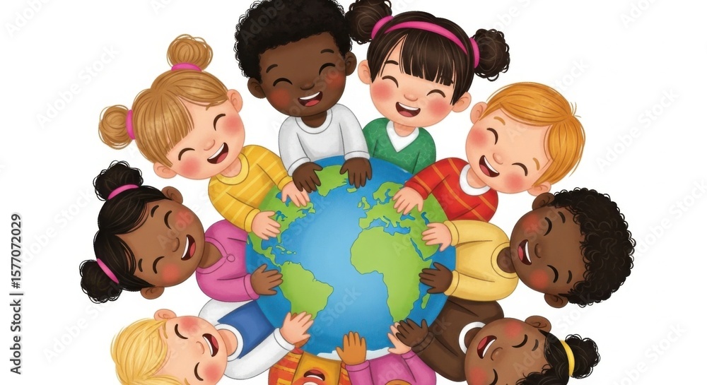 children holding globe children holding globe
