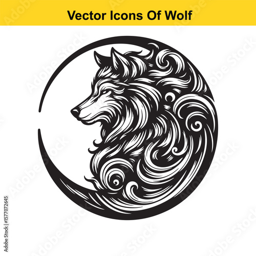 Wolf Head Vector Illustration – Fierce Animal Logo or Emblem Design
