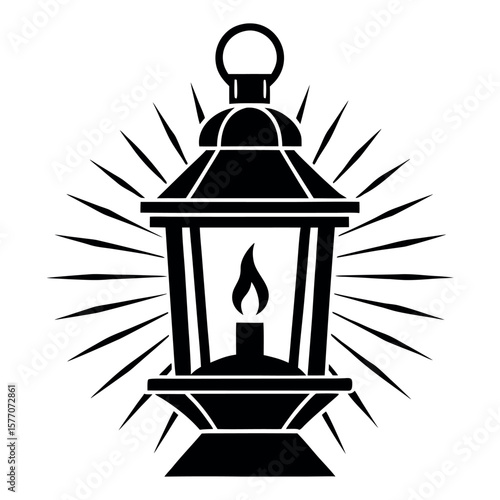 


       A candle lantern with light rays vector illustration.

