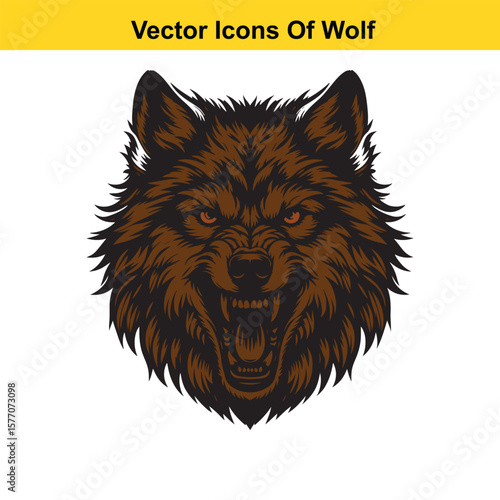 Wolf Head Vector Illustration – Fierce Animal Logo or Emblem Design
