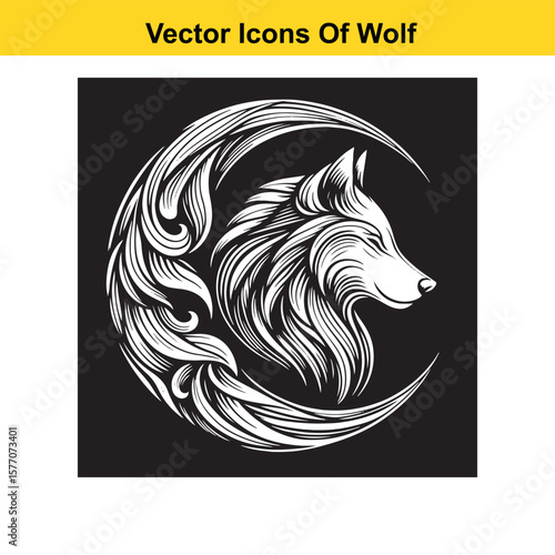 Wolf Head Vector Illustration – Fierce Animal Logo or Emblem Design