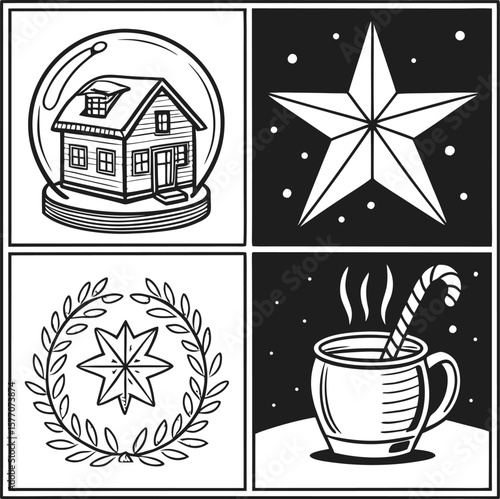 A brown vector icon set for coffee, cup, and home design