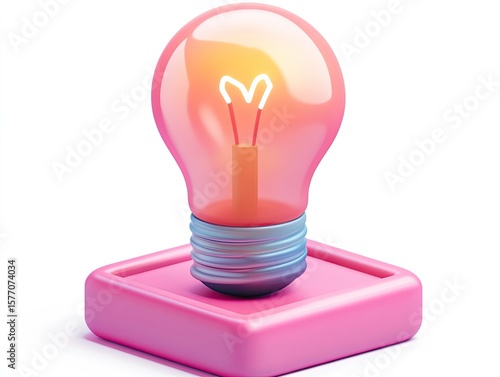 Charming 3D Icon, Lightbulb in Blind Box, Cute Startup Innovation Theme