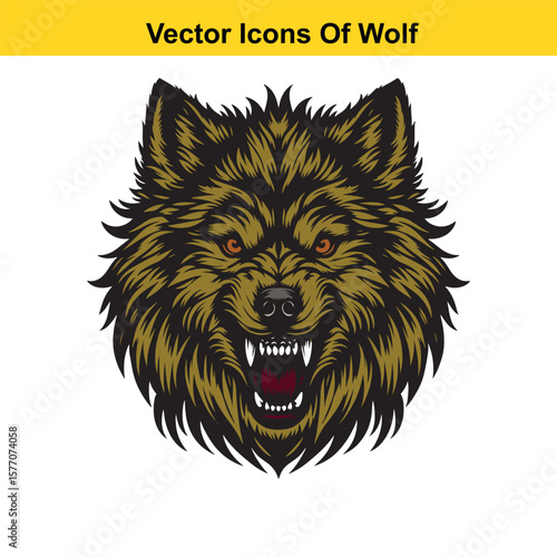 Wolf Head Vector Illustration – Fierce Animal Logo or Emblem Design