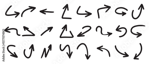 set hand drawn arrows isolated white background business infographic banner web concept design vector