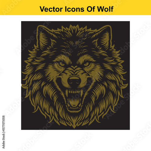 Wolf Head Vector Illustration – Fierce Animal Logo or Emblem Design