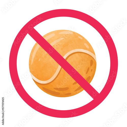 No Tennis Allowed Sign, Tennis Ball Forbidden Sign, Isolated Vector Illustration