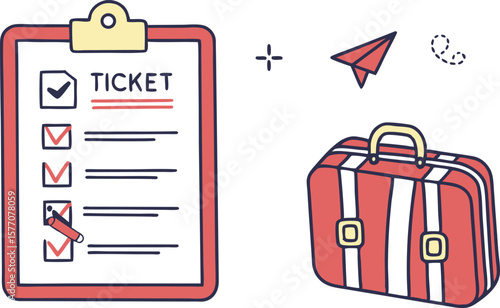 Travel Planning and Checklist Design Featuring Organization Tips and Journey Preparation. Creative Travel Planning and Checklist Design Highlighting Vacation and Trip Readiness. Artistic Travel