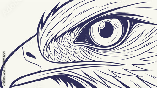 Eagle eye line art vector illustration predatory bird raptor design graphic drawing tattoo concept design