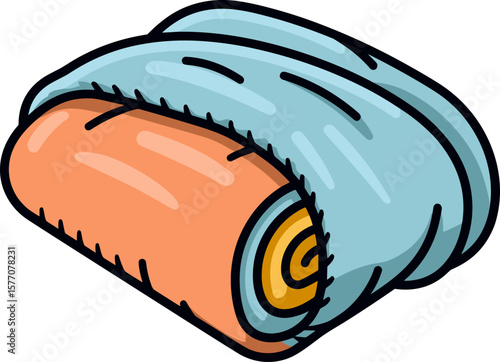 Rolled towel illustration. Soft cotton towel for spa and bathroom.