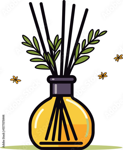 Elegant Aroma Diffuser with Reeds and Floral Accents