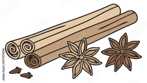 Cinnamon sticks and star anise spice blend for cooking and baking aroma and flavor enhancer ingredients