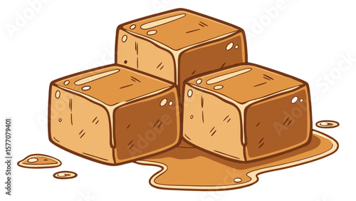 Delicious caramel cubes stack illustration for dessert lovers and sweet treat enthusiasts, yummy caramel candies