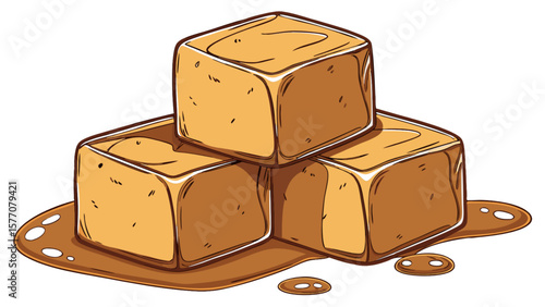 Delicious caramel candy stack vector illustration for sweet dessert and confectionery designs, treat, food 100