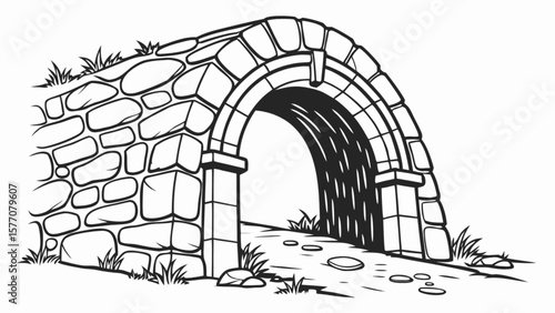 Stone bridge archway vector illustration for coloring page and educational resources download free design 100