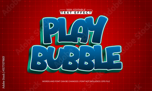 play bubble editable text effect with a kids and play text style