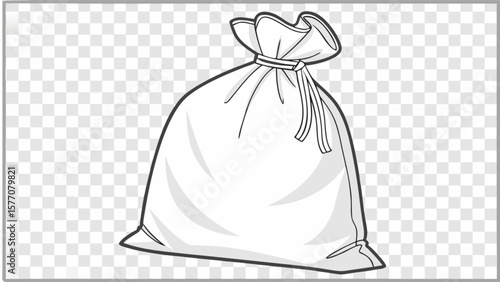 White trash bag drawing illustration for waste management garbage disposal and recycling bin icon graphic design