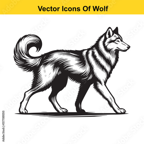 Walking Wolf Vector Silhouette – Wild Animal in Motion for Nature and Outdoor Designs