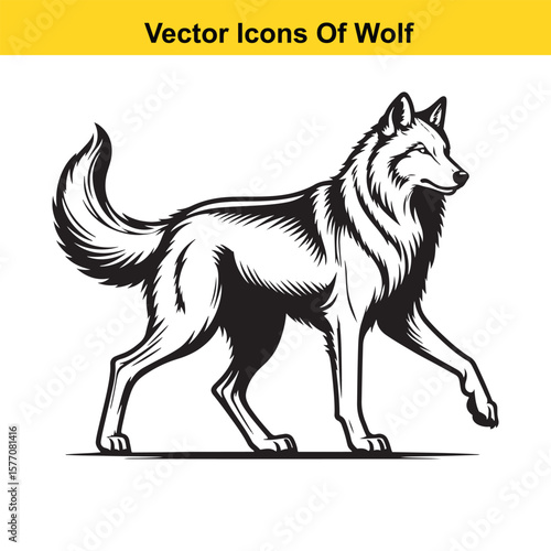 Walking Wolf Vector Silhouette – Wild Animal in Motion for Nature and Outdoor Designs