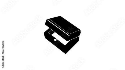 Wooden Trinket Box, black isolated silhouette