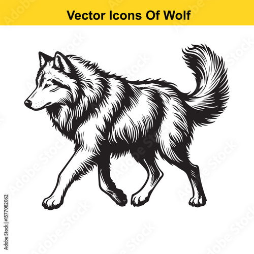 Walking Wolf Vector Silhouette – Wild Animal in Motion for Nature and Outdoor Designs