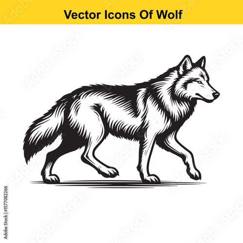 Walking Wolf Vector Silhouette – Wild Animal in Motion for Nature and Outdoor Designs