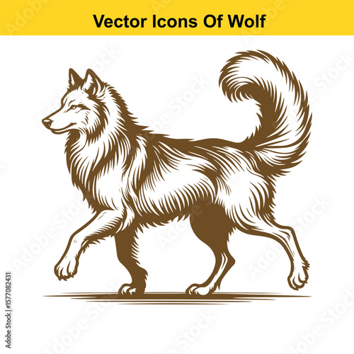 Walking Wolf Vector Silhouette – Wild Animal in Motion for Nature and Outdoor Designs