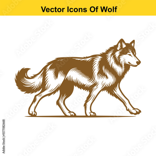 Walking Wolf Vector Silhouette – Wild Animal in Motion for Nature and Outdoor Designs