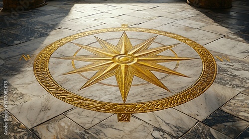 compass on the stone ground