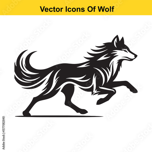 Walking Wolf Vector Silhouette – Wild Animal in Motion for Nature and Outdoor Designs