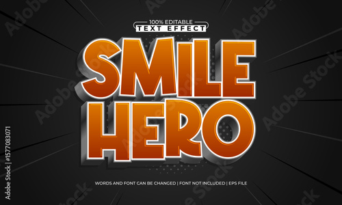 smile hero editable text effect with a kids and play text style