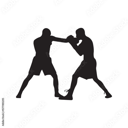 Boxing Fighters Silhouette Icon Martial Arts Sports Punch Battle