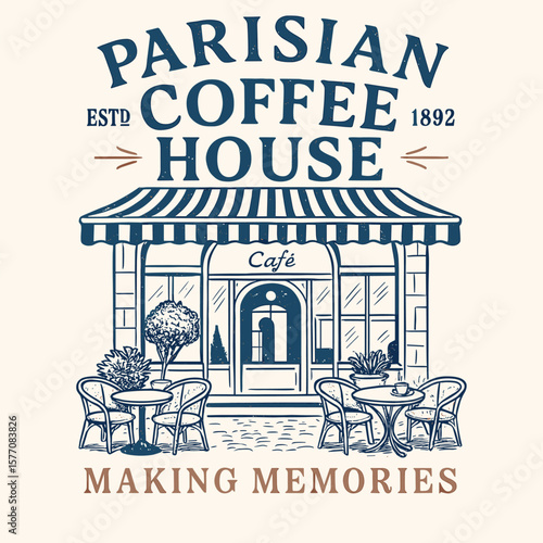 Parisian coffee house classic european cafe outdoor t-shirt artwork