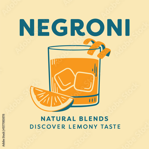 Negroni cocktail glass citrus drink summer retro t-shirt graphic