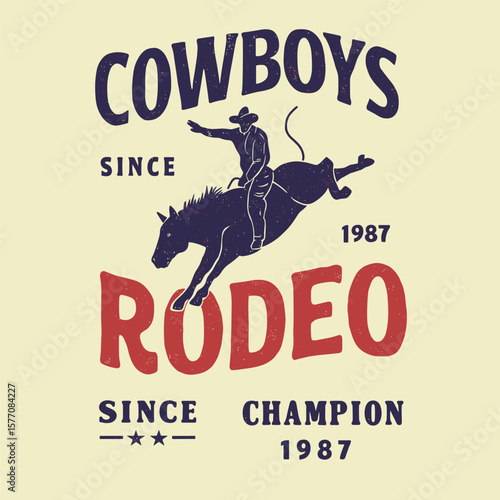 Cowboys rodeo champion bull riding western retro t-shirt design