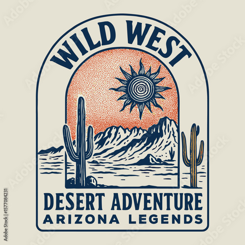Wild west desert adventure arizona retro badge t-shirt artwork