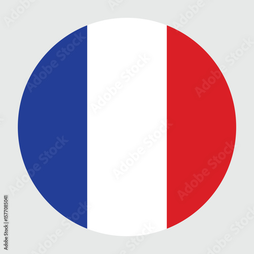 Circle badge France flag button vector illustration isolated. Flag of France national country symbol. French patriotic sign tricolor flag. france flag button. 