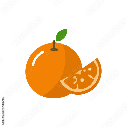 Cute Cartoon Orange Fruit with Slice Illustration