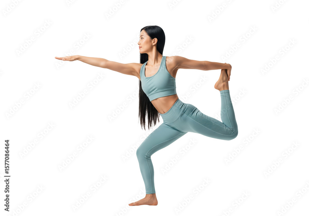 Obraz premium Flexible Woman in Dancer's Pose, Yoga and Balance, isolated on transparent background